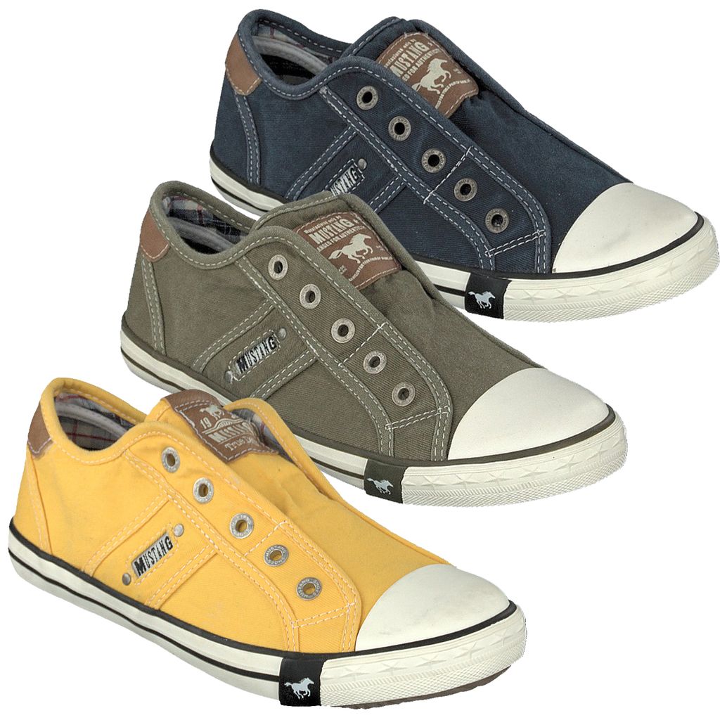 Mustang 1099-401 Schuhe Damen Slip-on Slipper Sneaker Canvas , Größe:37 EU, Farbe:Blau