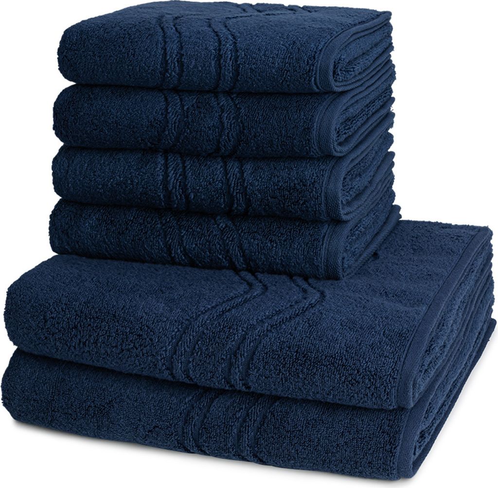 Ross Cashmere feeling 4 X Handtuch 2 X Duschtuch im Set Walkfrottee aus Baumwolle 520 g/m², Weich saugstark mit Aufhänger Kordel, Wellenmuster un...