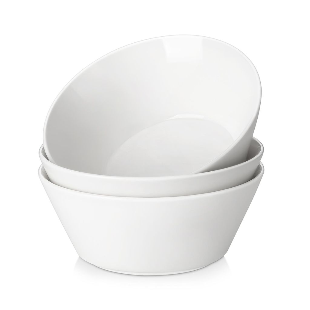 3-tlg Porzellan Schüssel-Set, Nudelschüssel, Suppenschalen, Salatschüssel, Schalen Set, Weiß