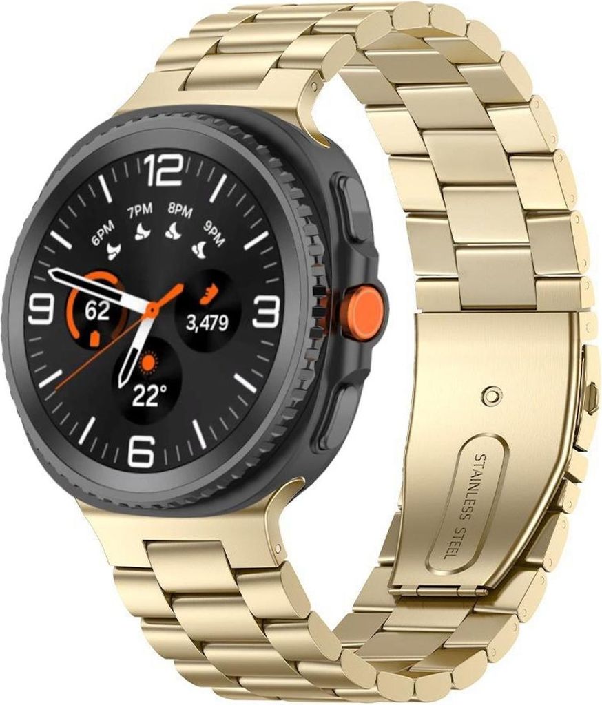 Edelstahl Armband für Samsung Galaxy Watch 8 / 8 Classic Three Beads Design Gold