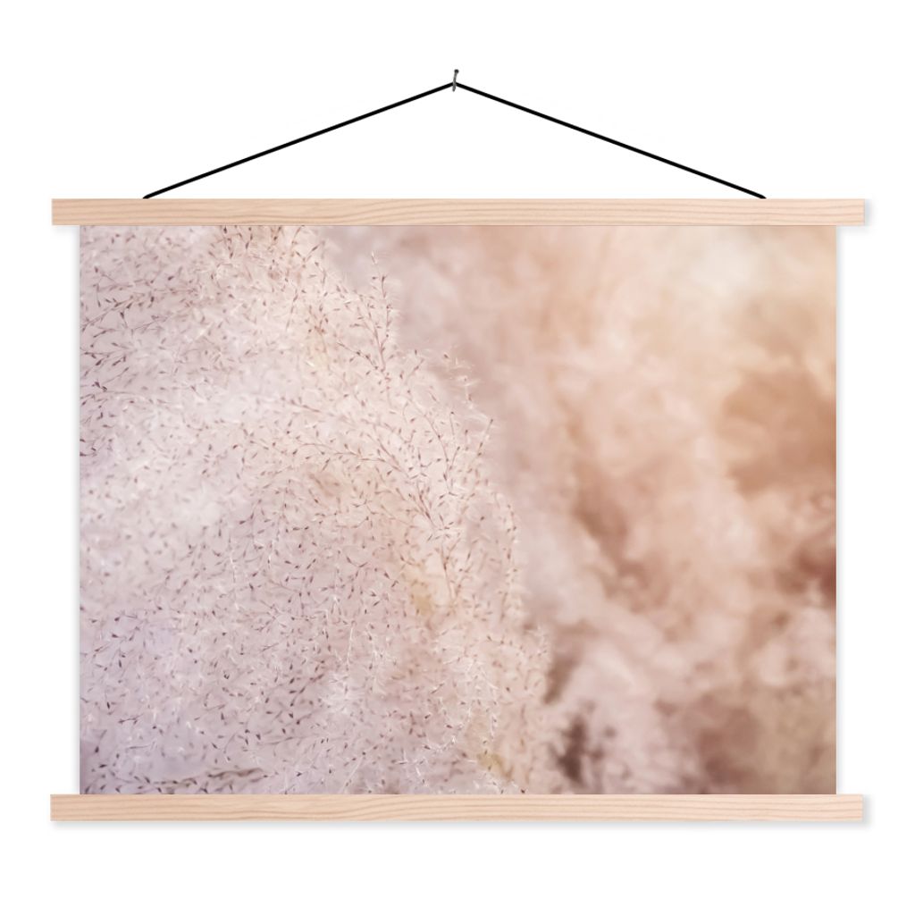 MuchoWow Textilposter Pampasgras - Struktur - Pflanzen - Natur 60x45 cm mit holzfarbenen Rahmen - Bild