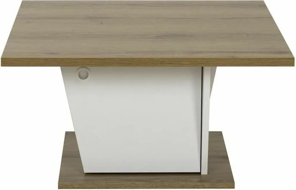 Table Basse Diagone Blanc et Chêne 69x69x38 cm - Design Contemporain