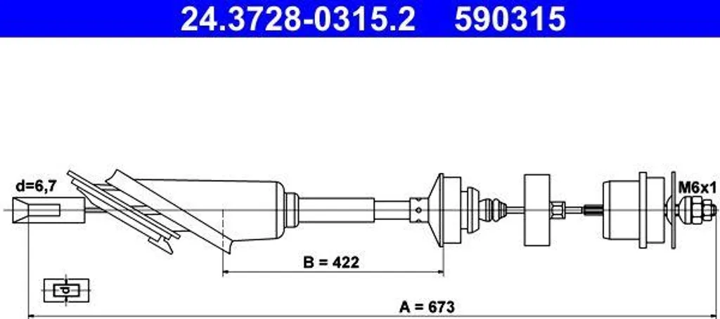 Câble d'embrayage haute résistance ATE - Compatible OE 2150Q3 Saxo