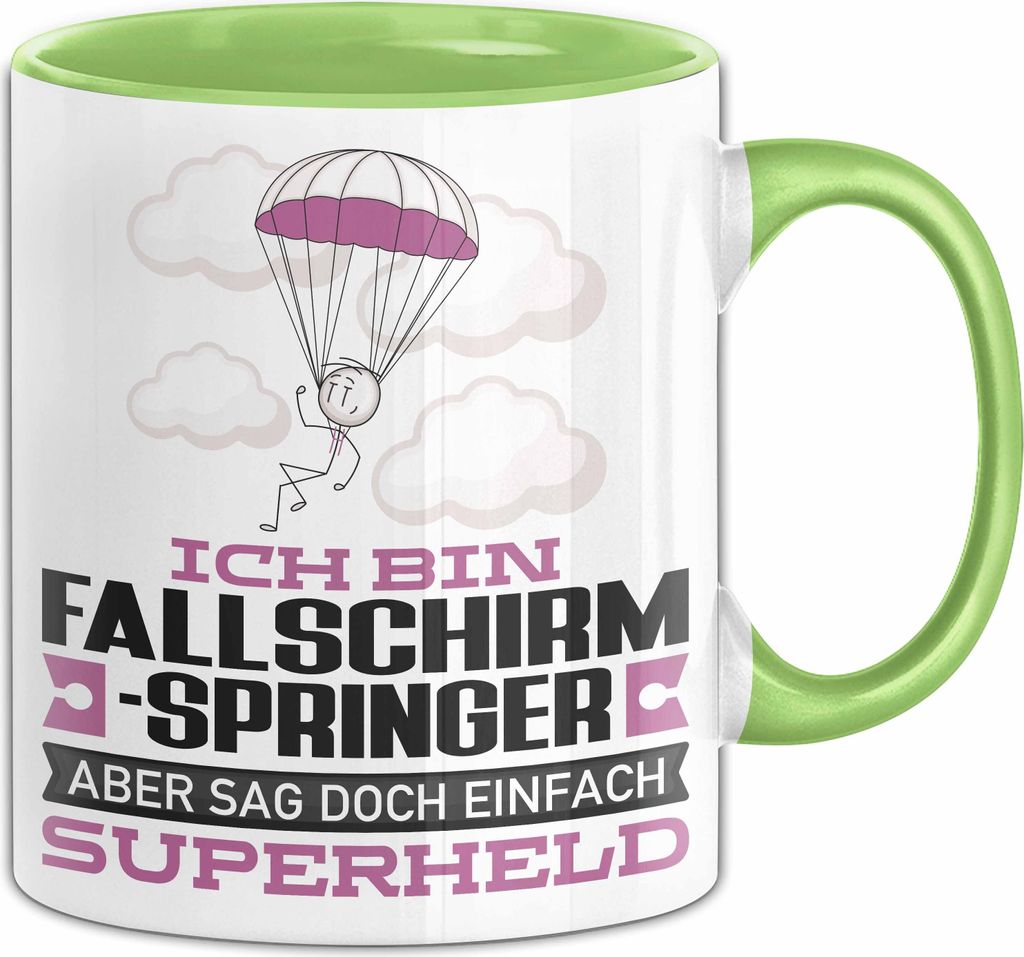Fallschirmspringer Geschenk Tasse Ich Bin Fallschirmspringer Aber Sag Doch Einfach Superheld Lustige Geschenkdiee für Fallschirmspringer Kaffee-Be...
