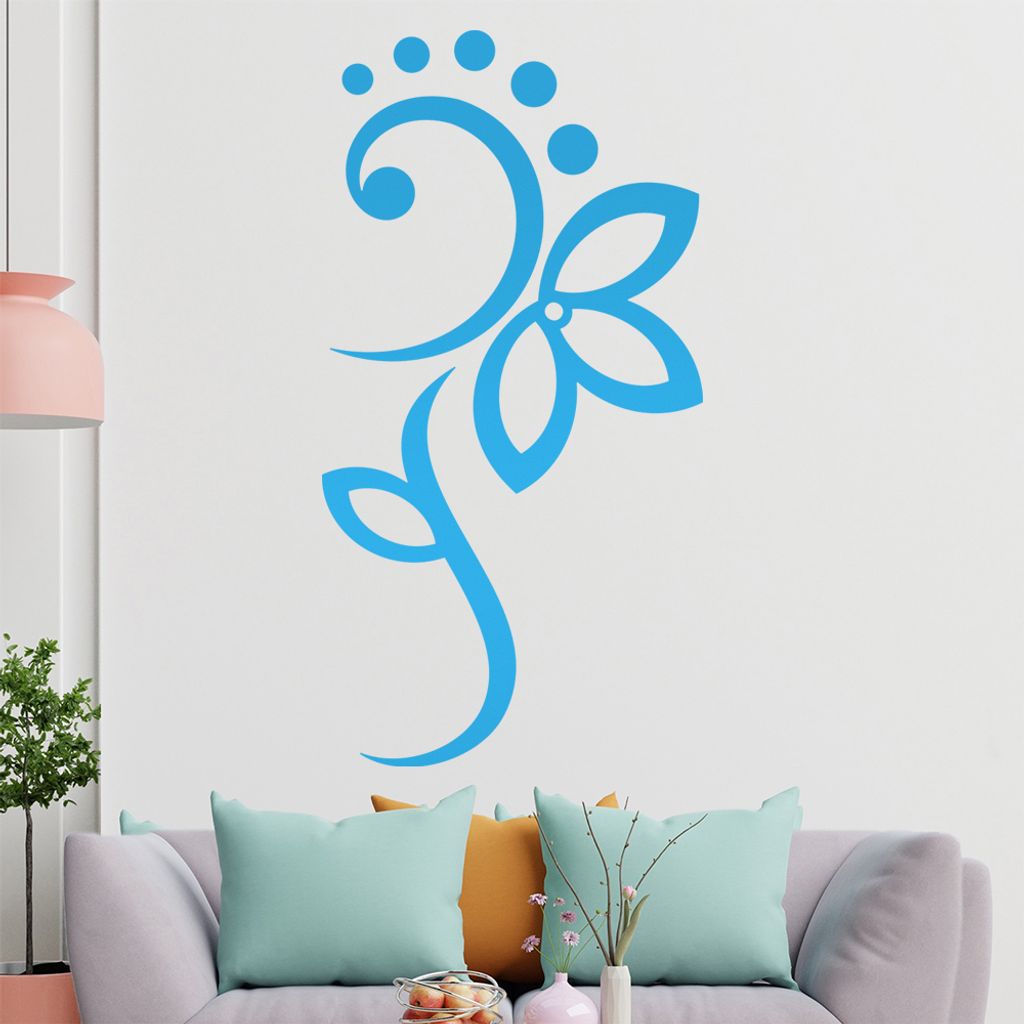 Blume - Linien Punkte Wandtattoo in 6 Größen - Wandaufkleber Wall Sticker - Dekoration, Küche, Wohnzimmer, Schlafzimmer, Badezimmer