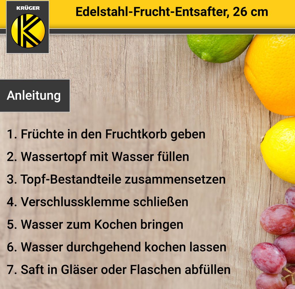 Karl Krüger ES Edelstahl Frucht-Entsafter mit Glasdeckel, Ø Produktbild 3