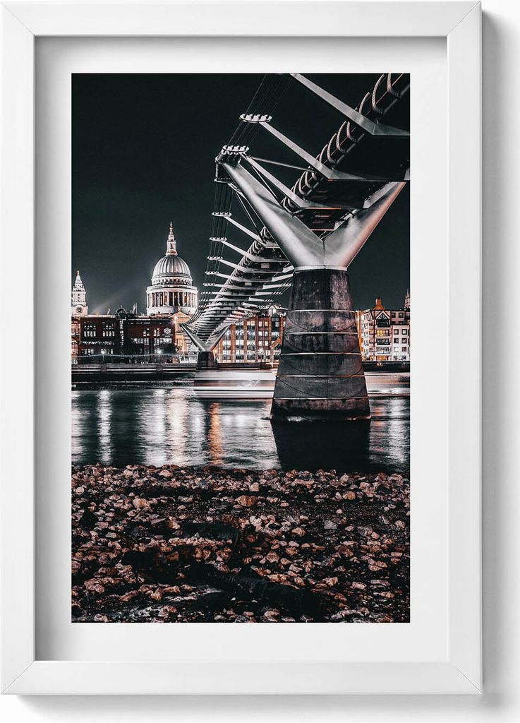 Kathedrale von St. Paul in London– Wandbild mit Rahmen – Gerahmtes Bild – Wanddekoration – 20x30 cm – Weiß