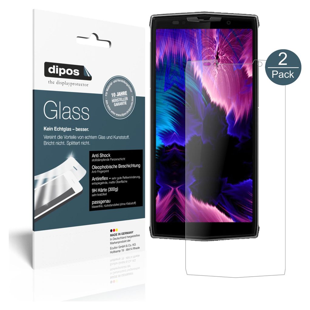2x Schutzfolie für Doogee BL9000 matt - Anti-Shock 9H Folie dipos Glass