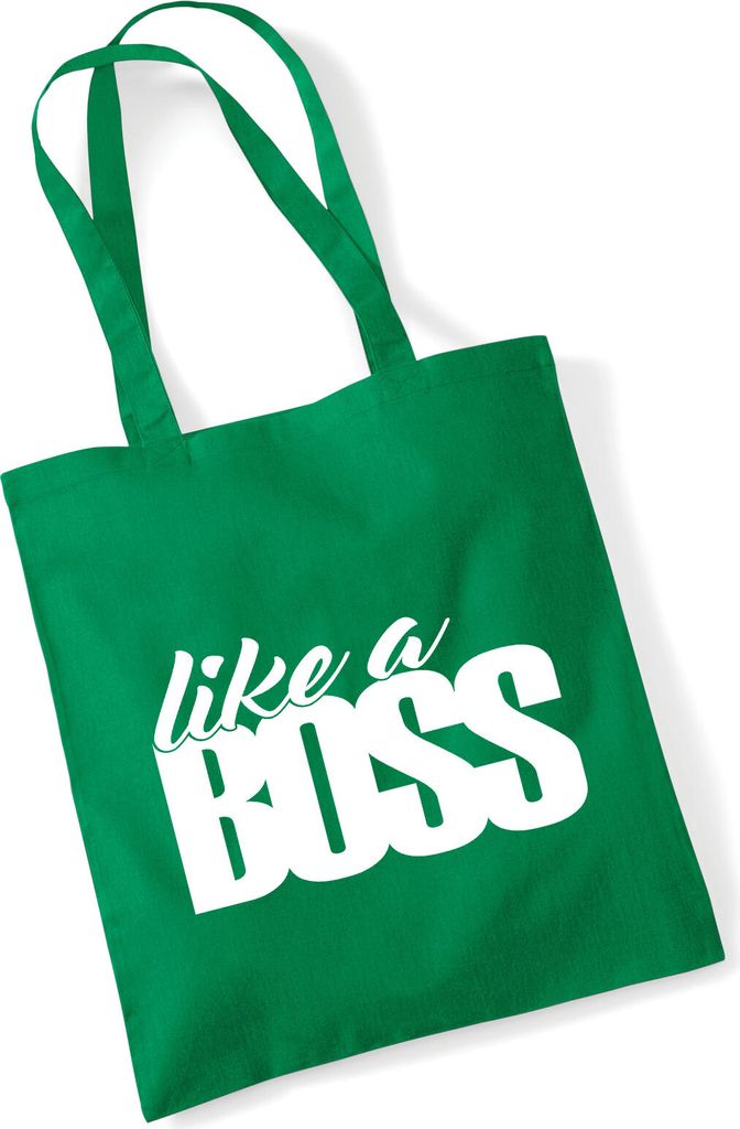 Huuraa Jutebeutel like a Boss Spruch 10 Liter Kelly Green Produktbild 