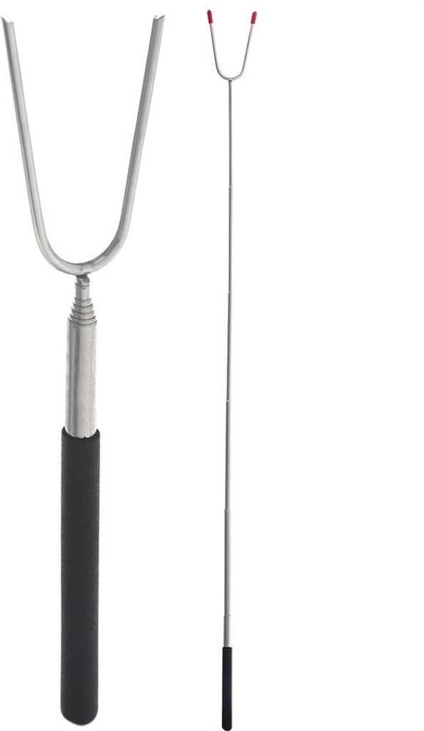 Stab Gabel für Lagerfeuer Wurst Teleskopisch Ausziehbar Zusammenklappbar Stahl