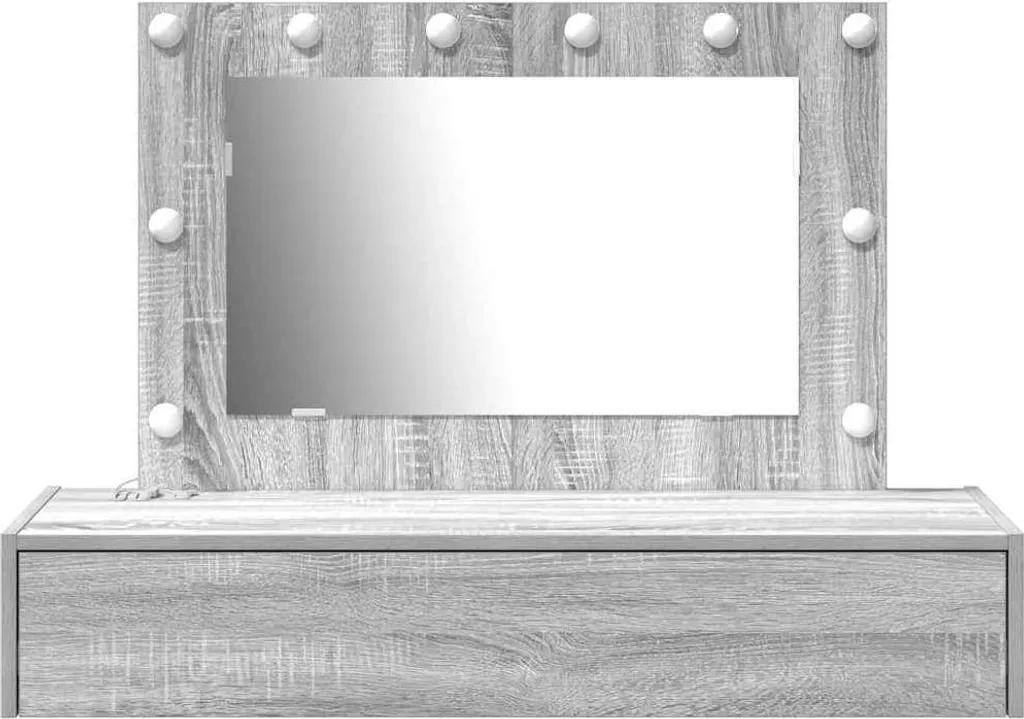 SYFAX Tavolo Trucco 100cm Grigio - Mobile Robusto in Legno Multistrato - 5