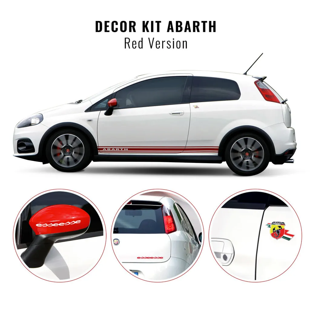 Stickers Autocollants Kit Déco Linear Rouge pour Fiat Punto Abarth