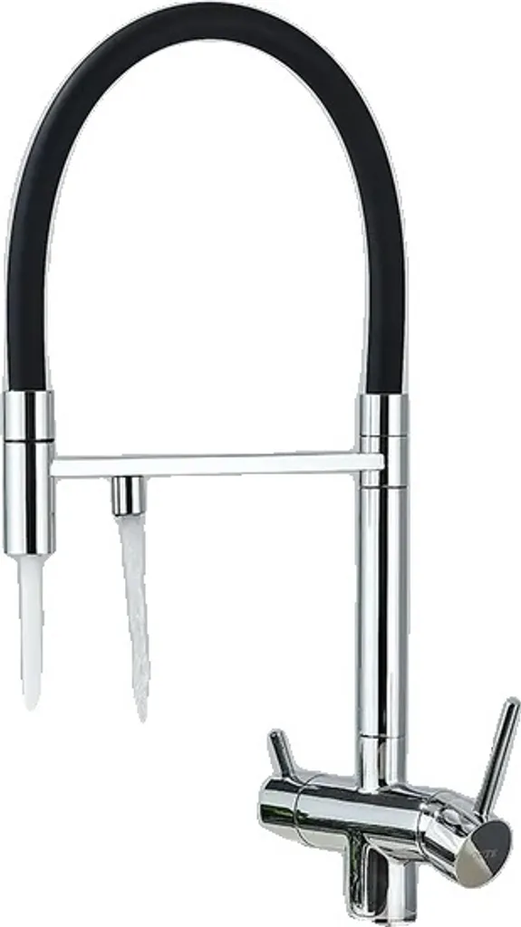 Robinetterie cuisine filtre à eau or brossé chrome A - Double rotation