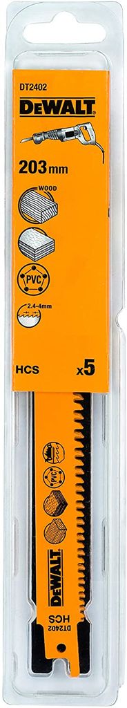 Dewalt DT4202-QZ HCS-Sägeblatt mit progressiver Verzahnung für Holz 203 mm 5 Stück