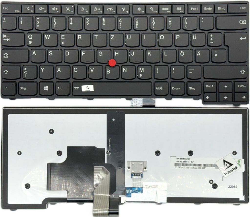 Tastatur - Farbe: Schwarz - mit Beleuchtung Deutsches Tastaturlayout kompatibel für FRU: 04X0113
