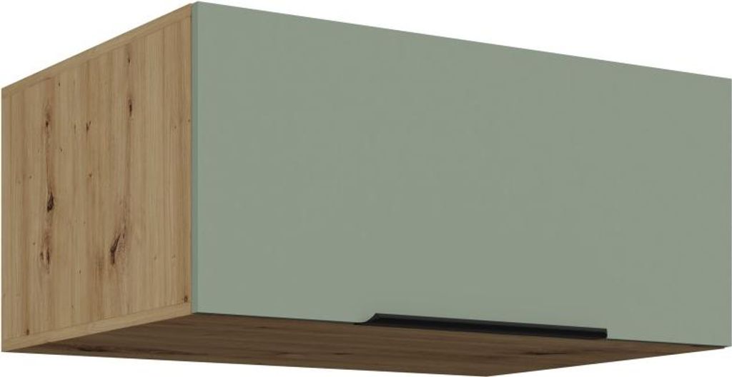 LUNARA Tiefhaubenunterschrank – Breite 80 cm, grün/Eiche Produktbild 