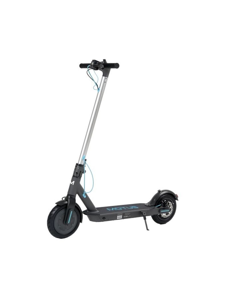 A studio shot of an electric scooter against a white background.