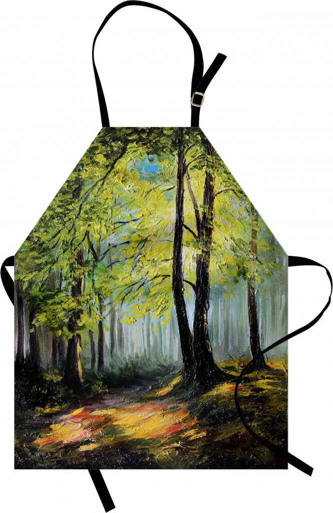 ABAKUHAUS Land Kochschürze, Malerei Landschaft eines Waldes dunkel und tief mit frischen Farben im Herbst Natur Bild, Farbfest Höhenverstellbar W...