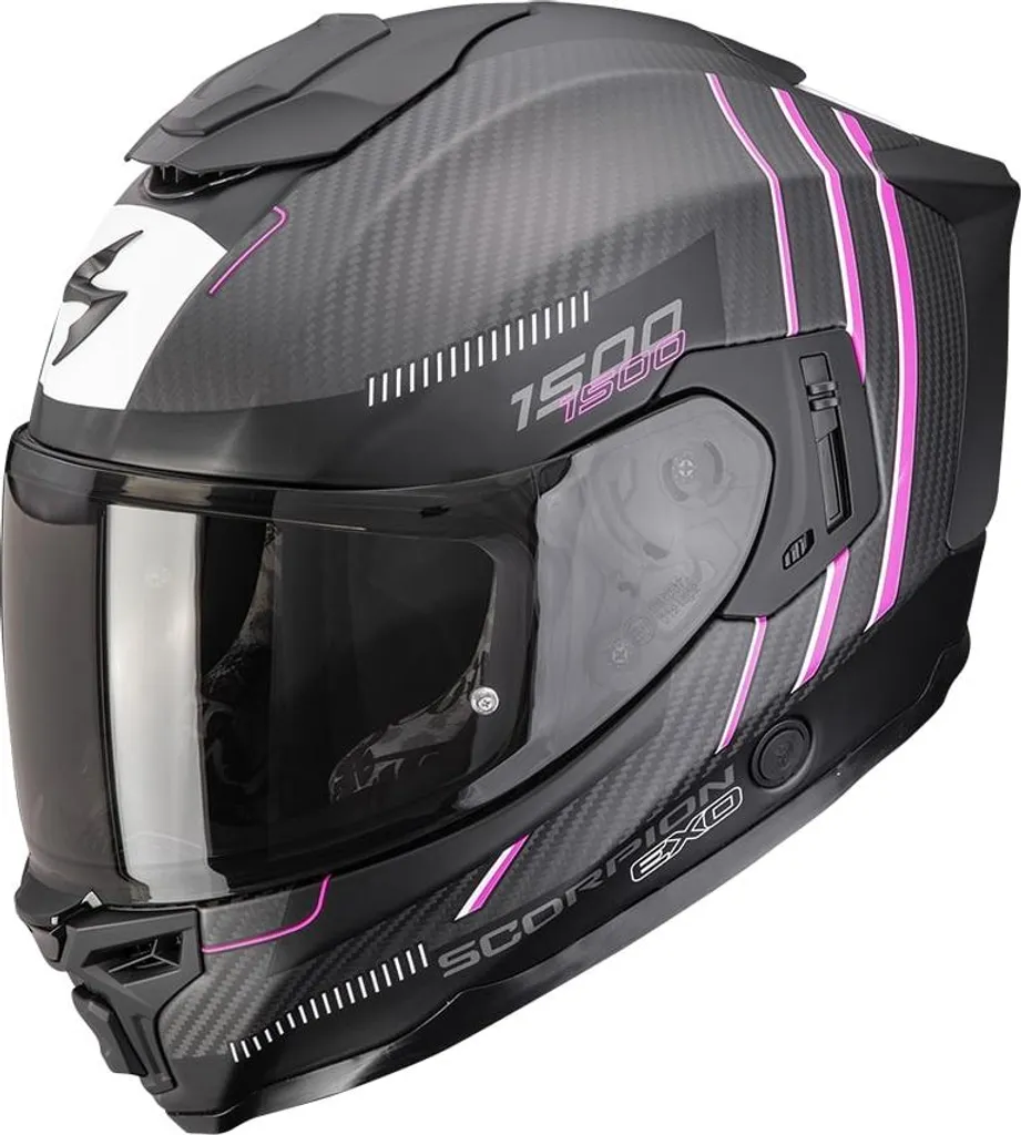 Casque Moto Intégral Carbone Scorpion Exo-1500 Air Zity Noir Rose Mat