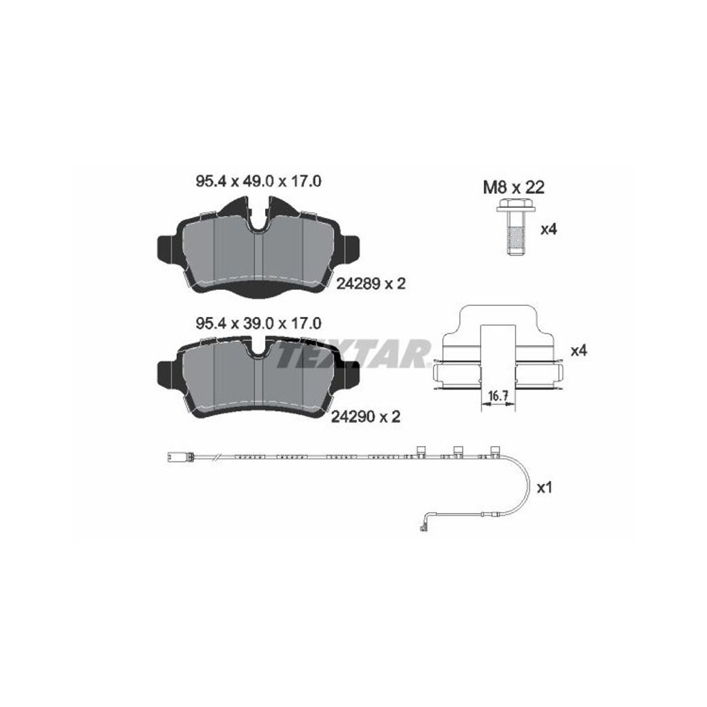 Textar Bremsbeläge hinten für Mini Mini + Cabriolet Clubman R55 R56 R57