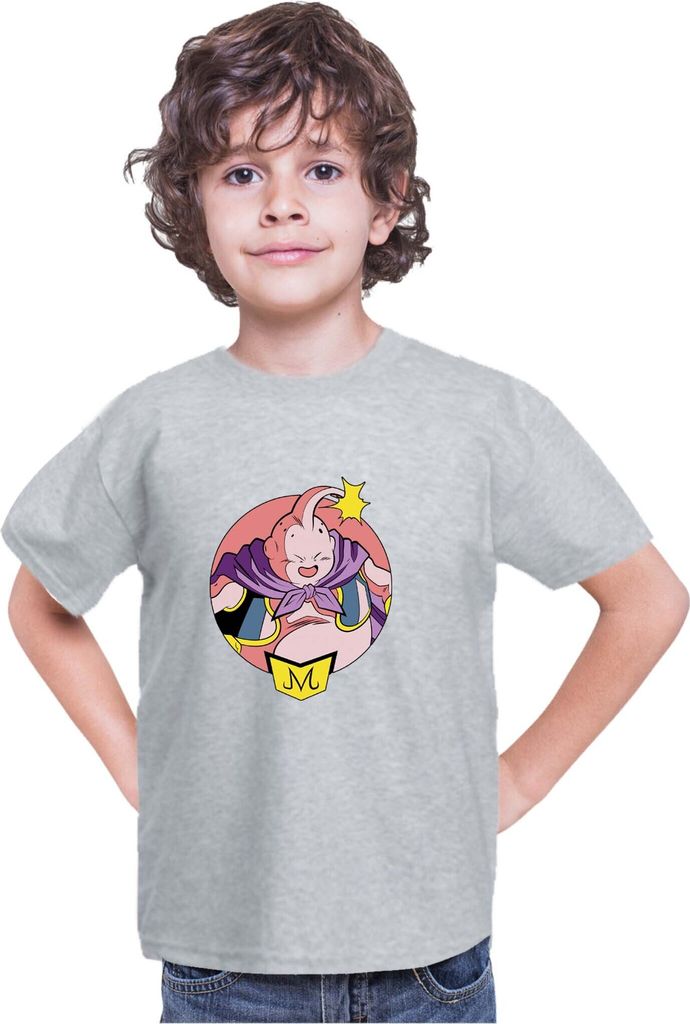 Kinder T-Shirt Dragon Anime Manga Ball Z Majin Boo 02, 12-13 Jahr - 152 / Grau