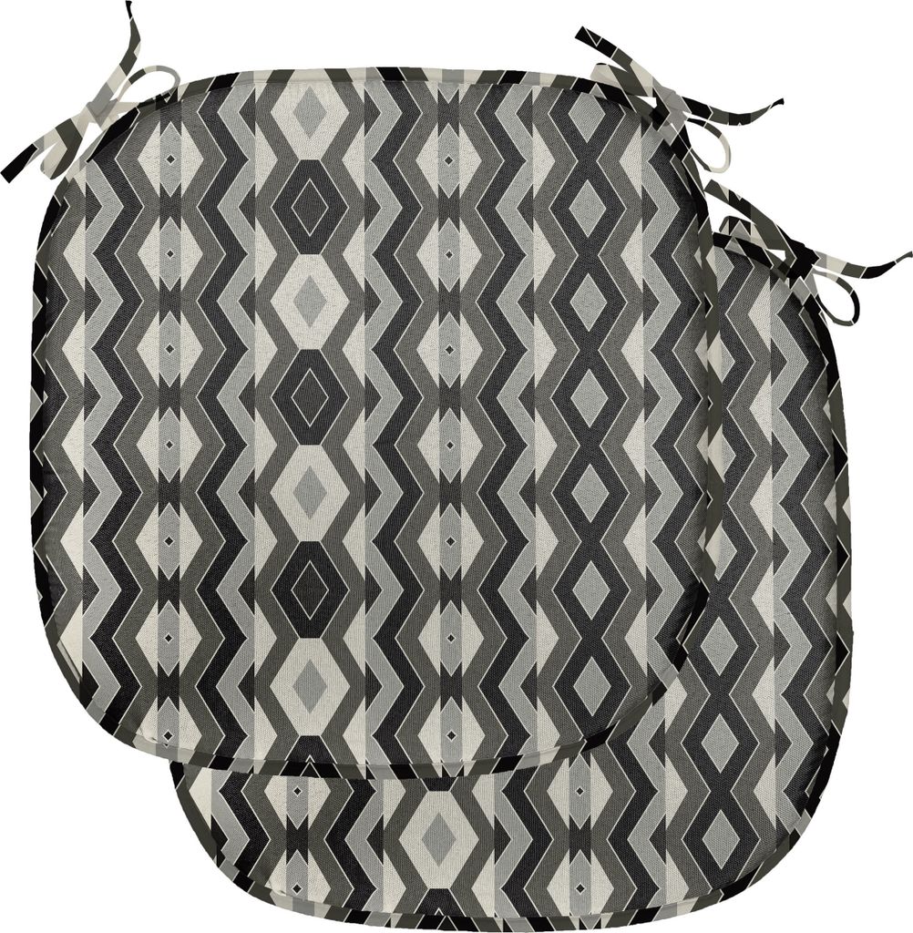 ABAKUHAUS Geometrisch Polster für Esszimmerstühle, Chevron Zigzags Boho, Dekoratives wasserfestes Kissen mit Riemen für Küchensitze, 40 cm x 40...