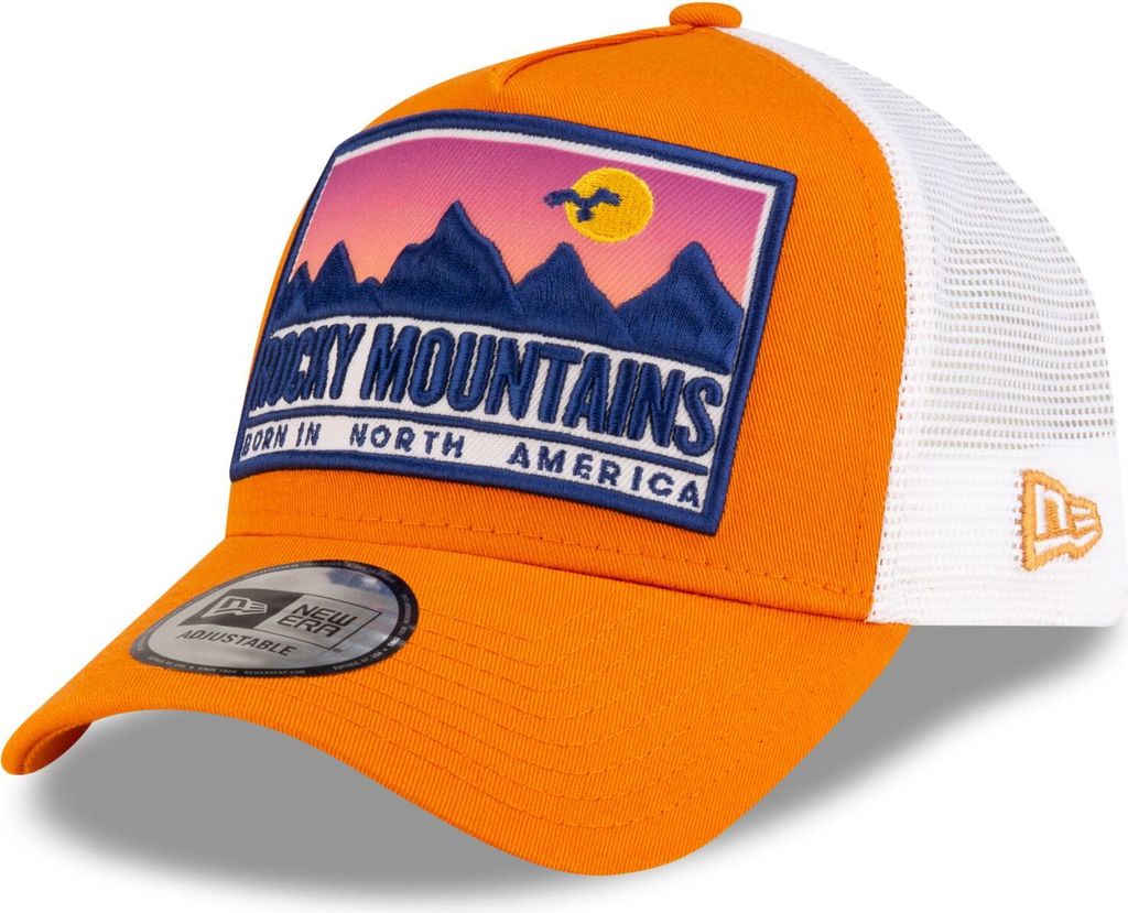 New Era 9FORTY A-Frame Trucker Cap Location Patch orange