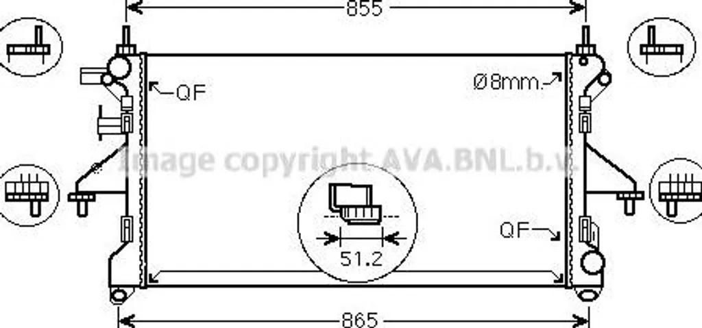Radiateur moteur AVA FT2453 robuste en aluminium pour Ducato OE