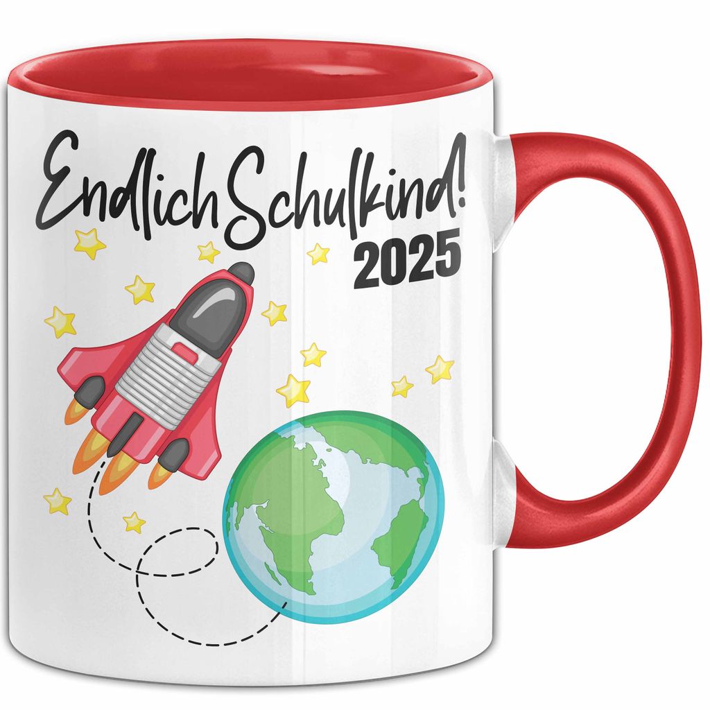 Trendation - Endlich Schulkind 2022 Einschulung Junge Mädchen Geschenk Schultüte Füllung Tasse Schulstart 1. Schultag Schuleinführung Schulanfa...