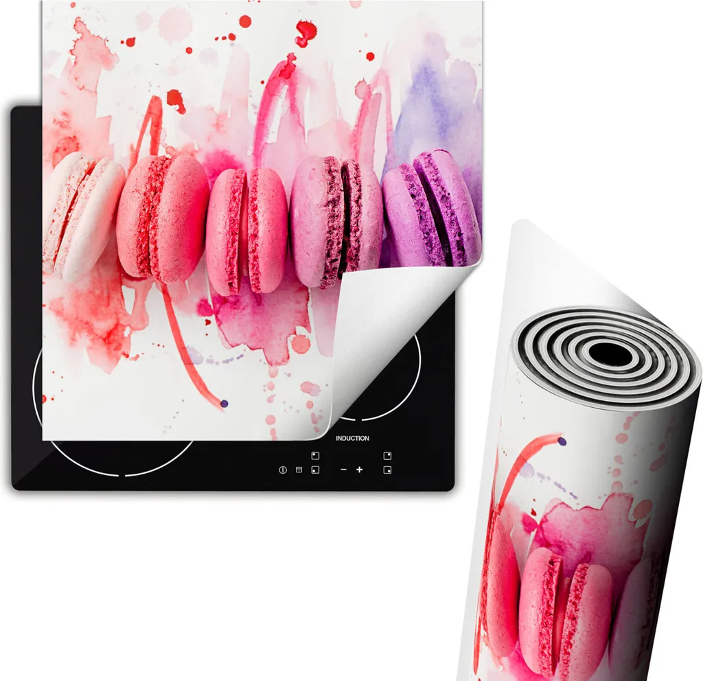 Piastra copri fornelli 60x52 cm Copri piano cottura in ceramica Tappetino antiscivolo Roll-up, pop art colorata.