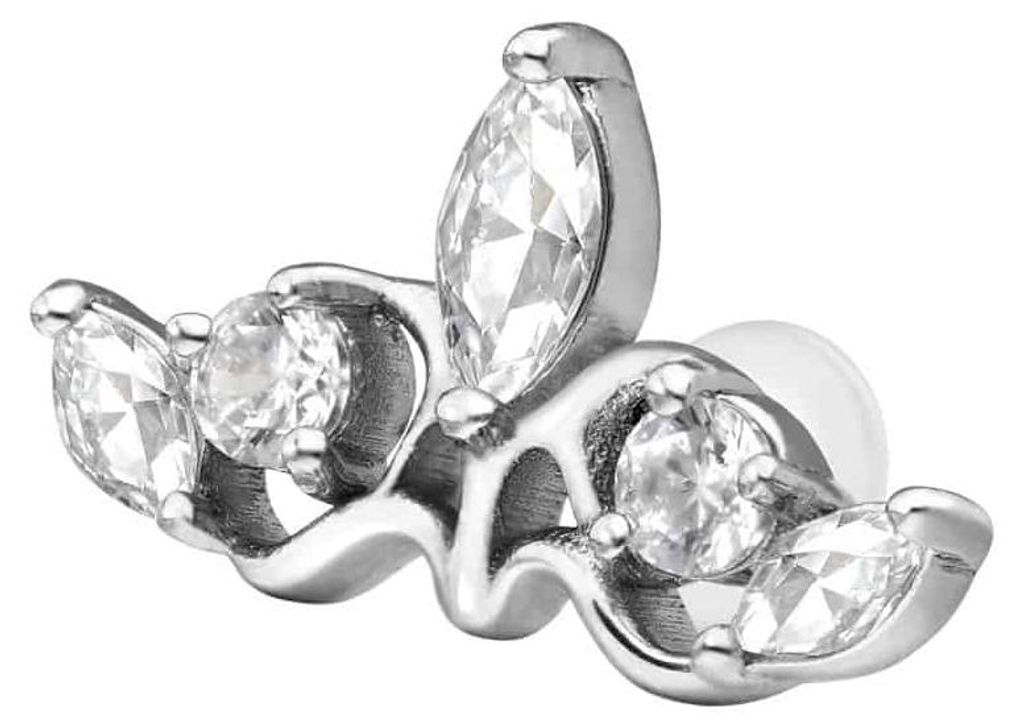 Ohrpiercing, Nasenpiercing PTFE Labret mit Innengewinde + Titan-Aufsatz GOTISCHE KRONE Silber Stablänge: 5mm | Stabstärke: 1,2mm