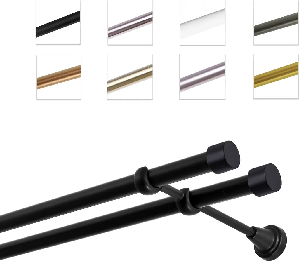 Bastone Doppio Tende 360 cm Nero Opaco - Eccellenza e Design Italiano