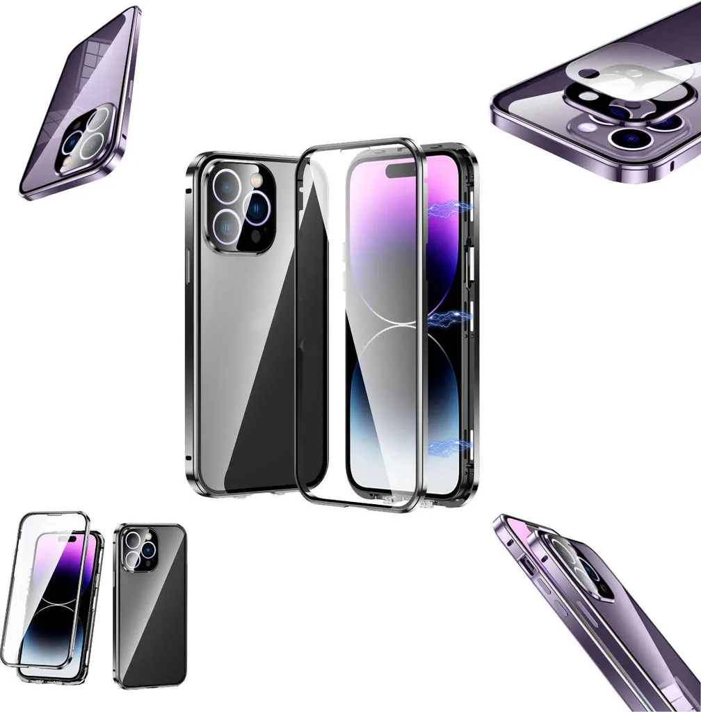 Custodia iPhone 14 Pro Max Vetro e Metallo - Design Elegante e Magnetico