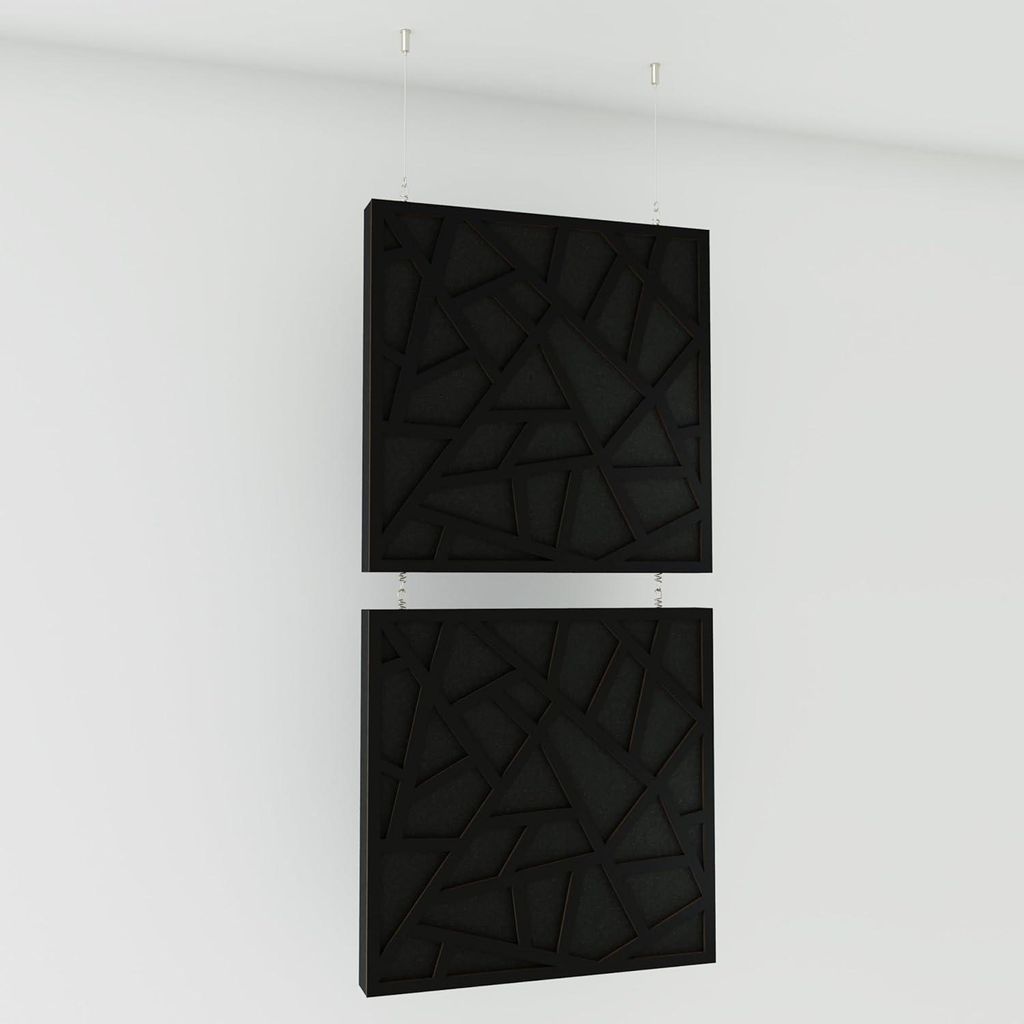 2er-Pack—Dekorative Akustik-Hängepaneele |100x50cm | Hängende Raumteiler | Modulare schallabsorbierende Paneele |SKYROSS | Schwarz