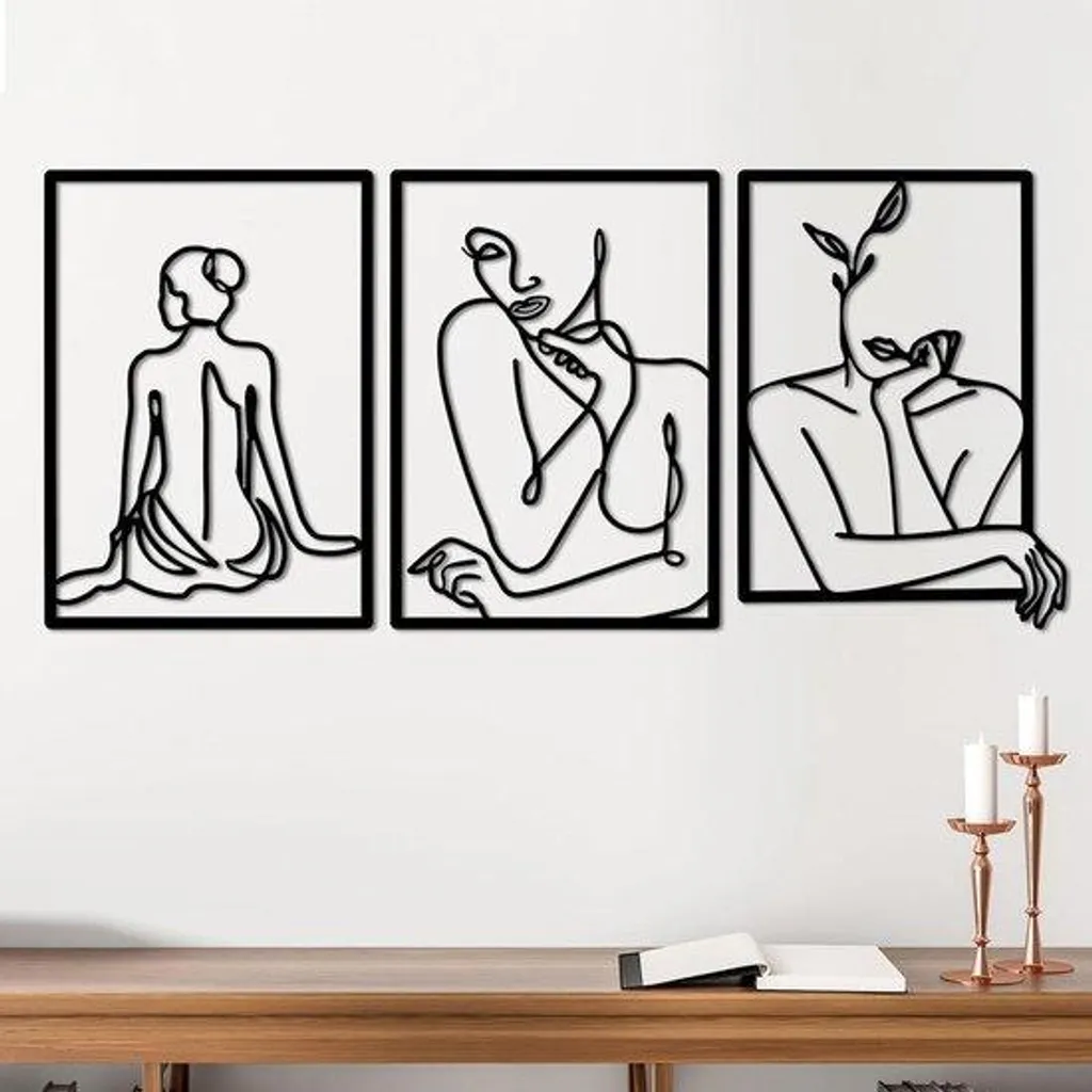 Décoration murale métal noir pour mur humide - Art abstrait silhouette