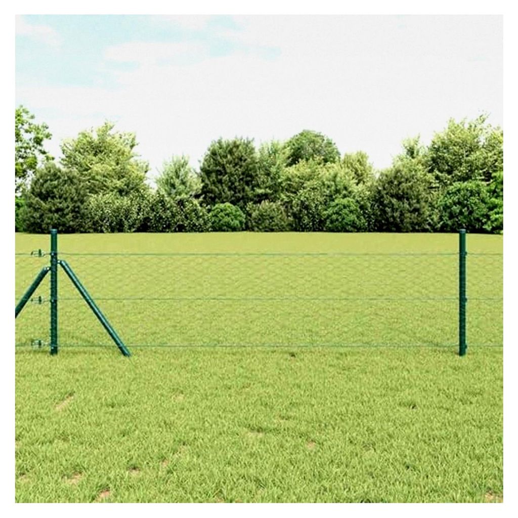 Hexagonzaun Grün 0,8 x 100 m Stahl, Sechseckgeflecht für den Schutz von Gartenpflanzen, Gemüse, Blumen und Früchten