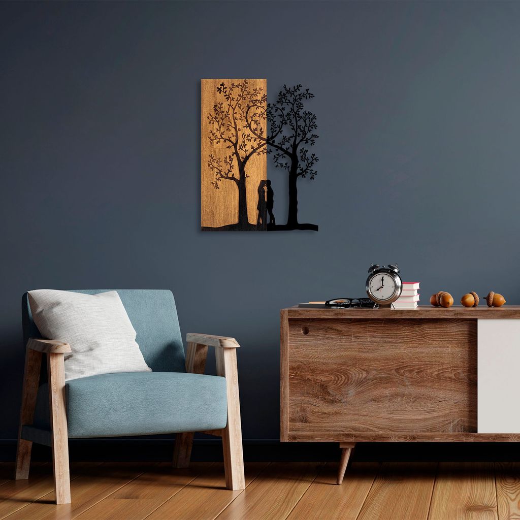 Wallity, Amore sotto l'albero, decorazione da parete, noce, Immagine del prodotto 