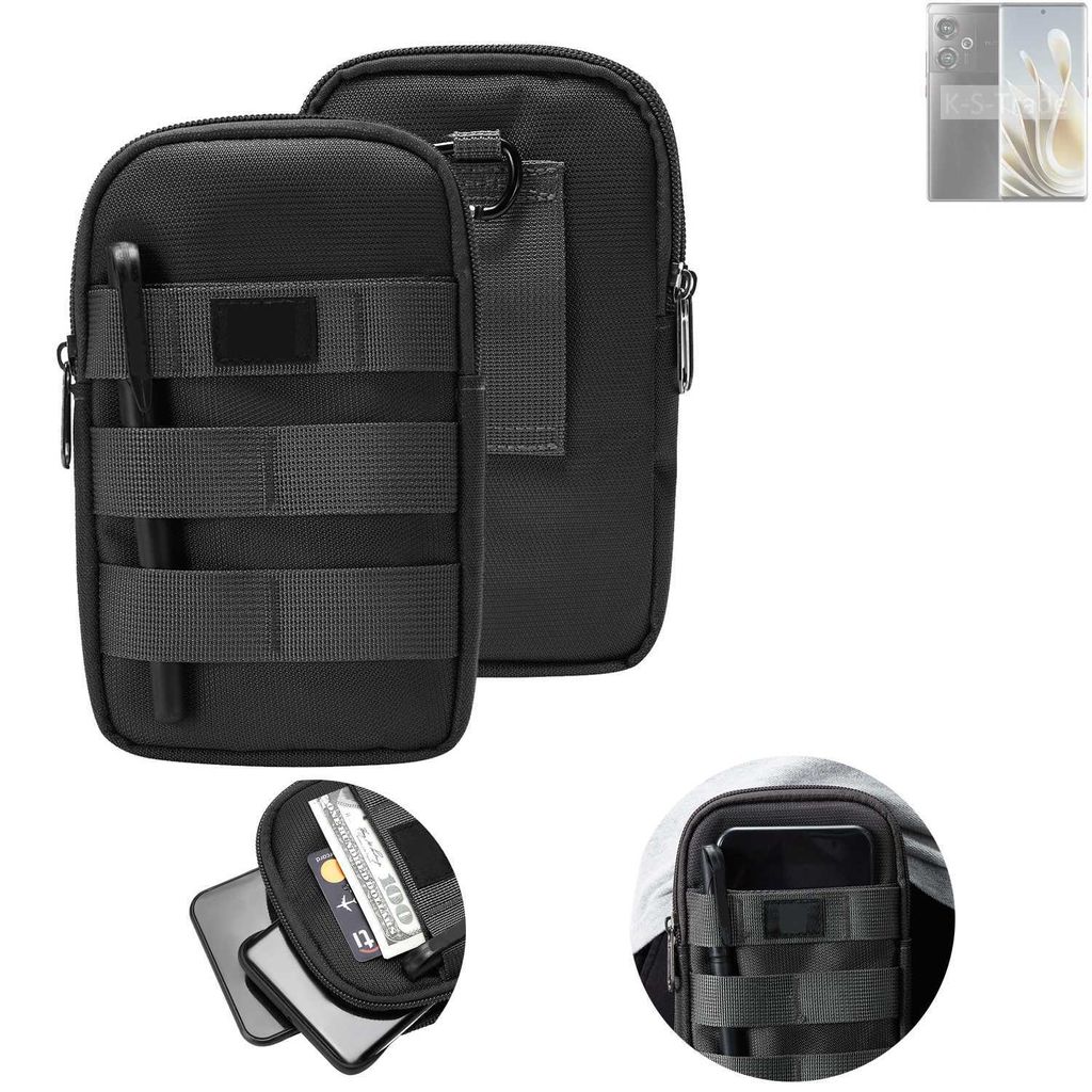 K-S-Trade Holster Gürtel Tasche kompatibel mit Nubia Z50S Handy Tasche Schutz Hülle dunkel-grau viele Fächer, 1x