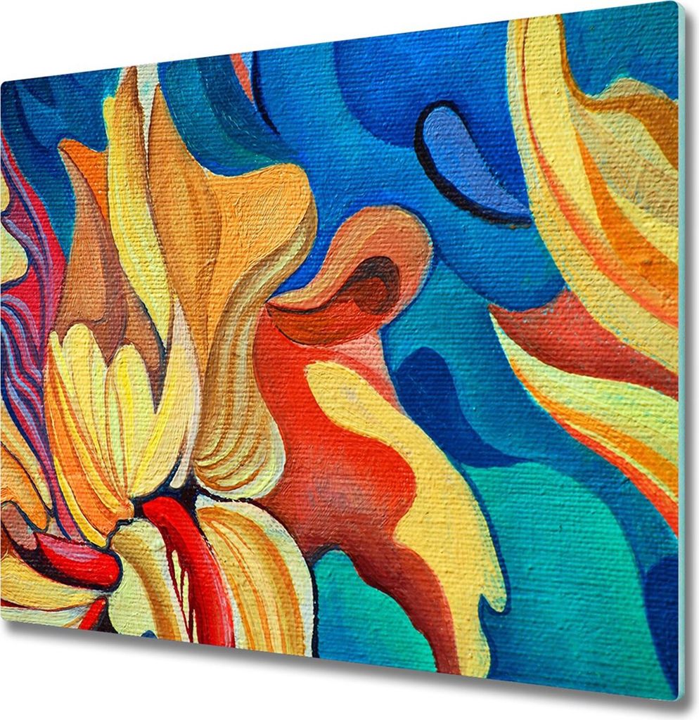 Glas Herdabdeckplatte 60x52 cm Spritzschutz Glasabdeckplatte Schneidebrett Abstrakte Blume