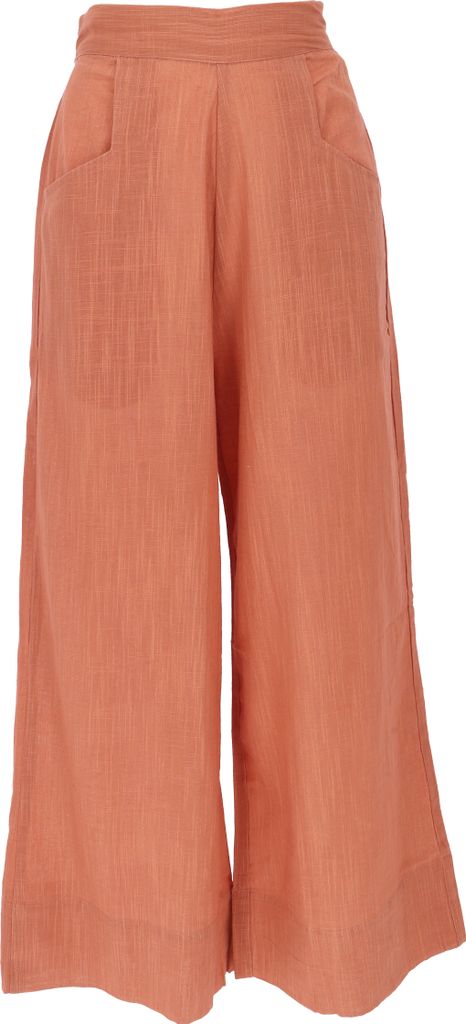 Boho Baumwollhose mit Hohem Bund, Bequeme Marlenehose - Siena, Damen, Orange, Baumwolle, Größe: S