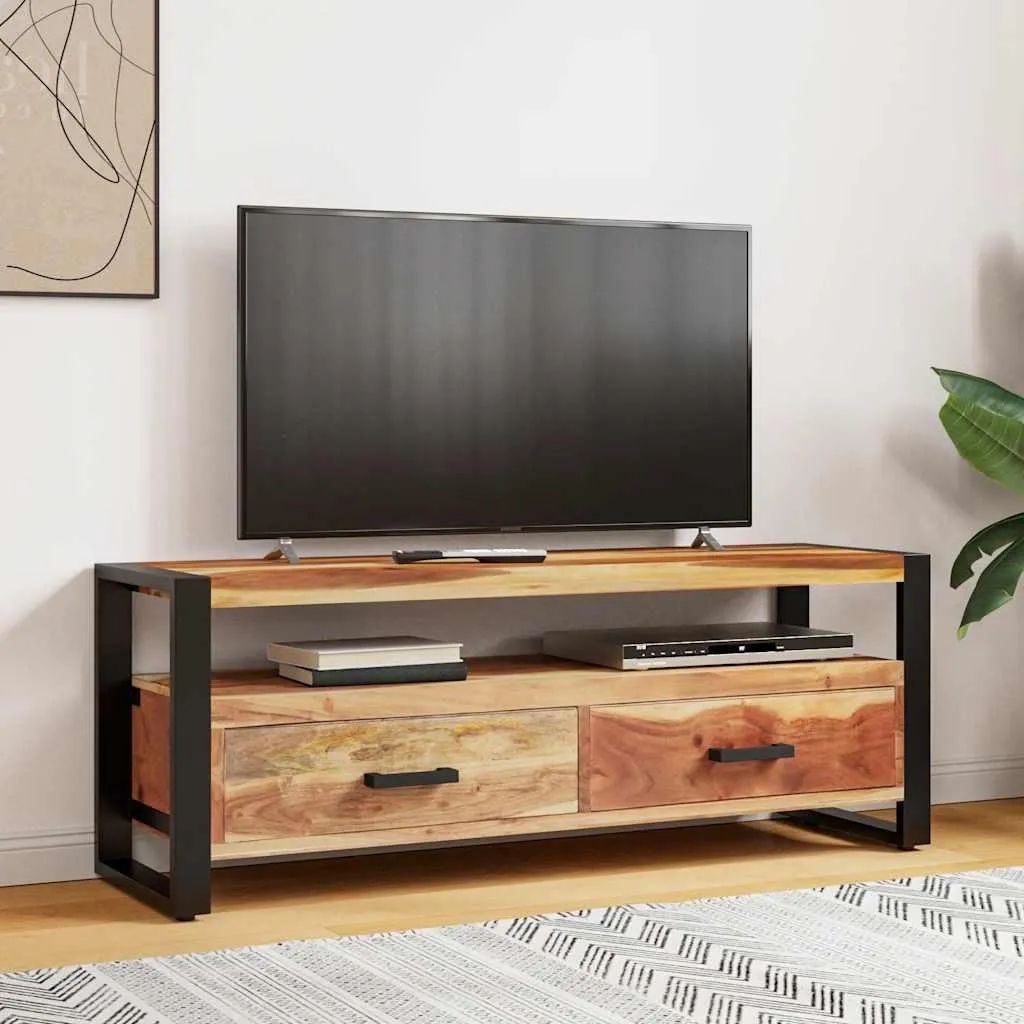 Meuble TV 120 cm bois massif miel idéal pour optimiser un petit espace