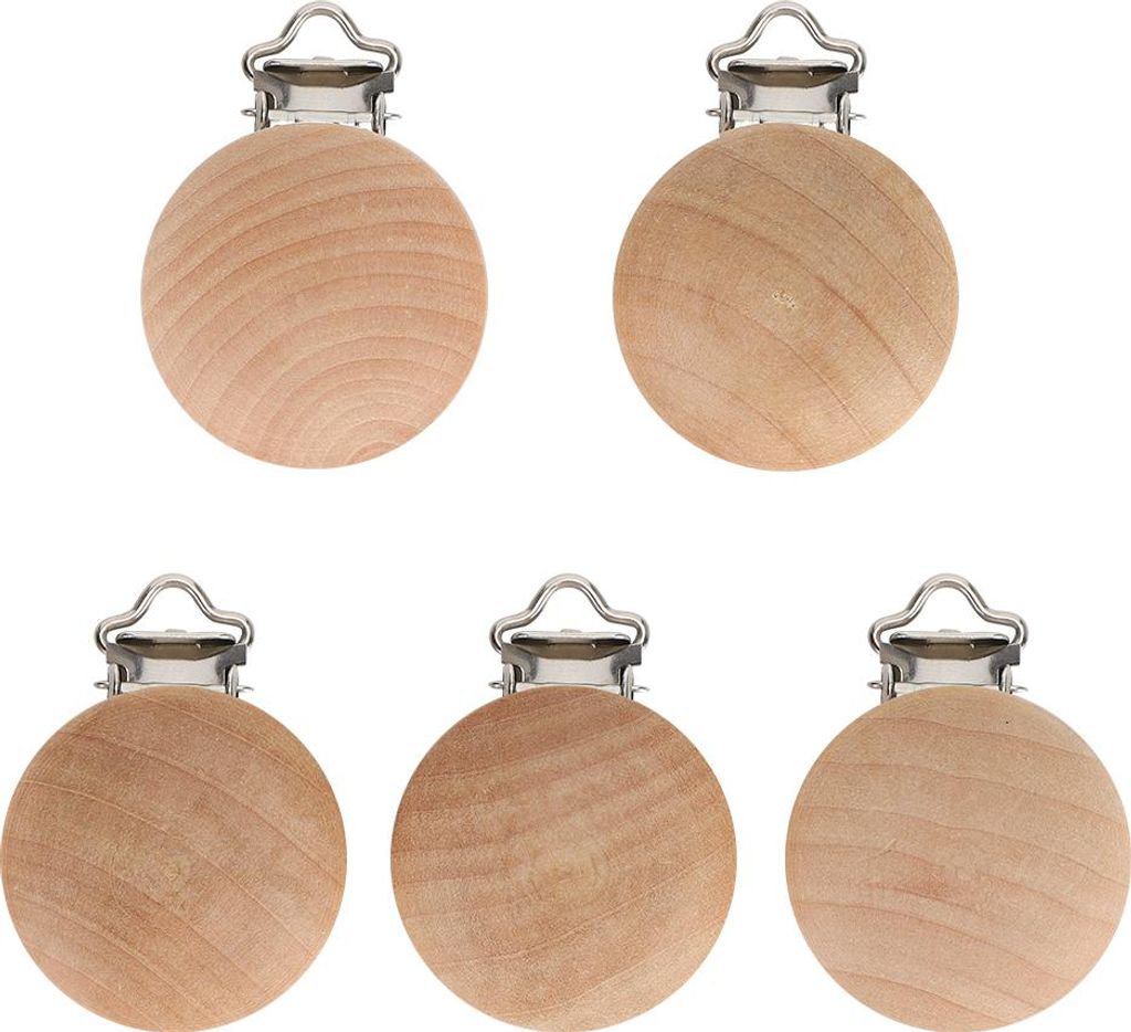 5 Stück 3 cm Baby-Schnuller-Holzklammern, Schnullerhalter ohne Löcher, Buchenholz
