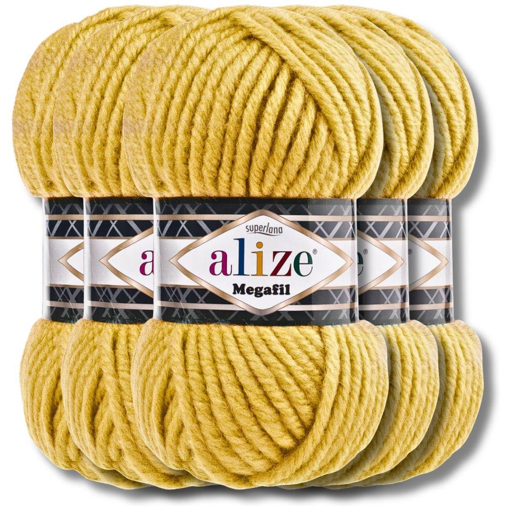 Alize 5x 100g Superlana Megafil dicke Wolle, Uni, Häkeln, Produktbild 