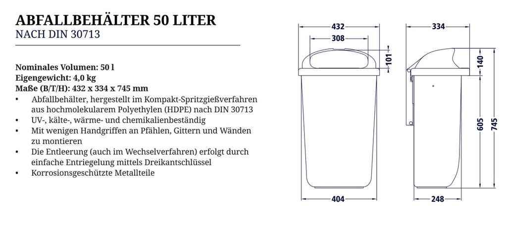 SULO Abfallbehälter 50l Kunststoff orange Höhe 395 x Breite SULO Abfallbehälter 50l Kunststoff orange Höhe 395 x Breite