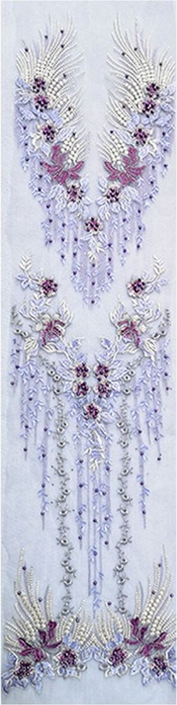 Stoffaufkleber weiche Hand Stickerei Tränenresistente DIY-Kleidung Polyester Spitze Hochzeitskleid Applique Nähgeschäft-Lila