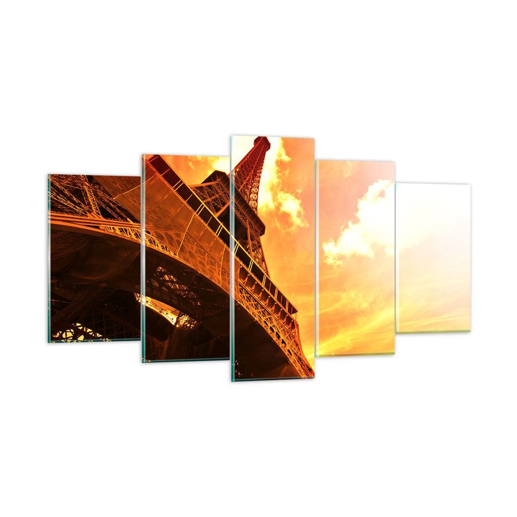 Bilder auf glas - Eiffelturm Paris Stadt Bau - 160x85cm - Glasbilder - Wandbilder - Kunstdruck - zum Aufhängen bereit - Wanddekoration aus Glas - ...