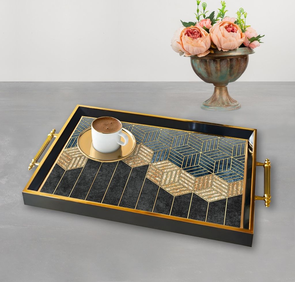 Evila Originals, TPA9845, Tablett, Mehrfarbig, 100 % GLAS, 50 x 29 x 3,5 cm