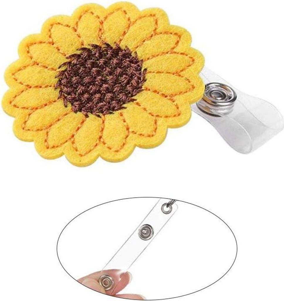 Sonnenblumen Badge Reel Halter Clip 24 Zoll Ausziehbarer ID Badge Halter - zum Tragen von Schlüsseln, Kreditkarten, Arbeitsausweisen