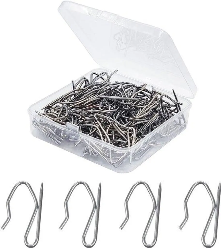 Attaches Rideaux à Goupilles en Inox Argenté - Set de 120 Pièces RVS