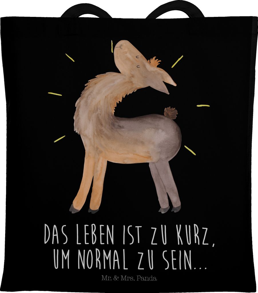 Mr. & Mrs. Panda Jutebeutel Lama Stolz - Schwarz - Geschenk, Baumwolltasche, Familie, Tote Bag, Lamas, Shopping Tasche, Freundin, Family, Schultasc...